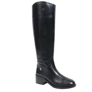 Tory Burch riding boots Fulton black veg leather 8 55mm